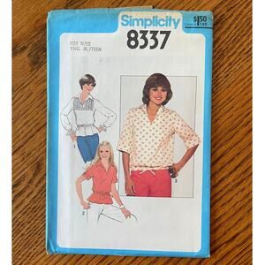 Vintage 1970s Simplicity 8337 Sewing Pattern Womens XS Fit & Flare Tops COMPLETE